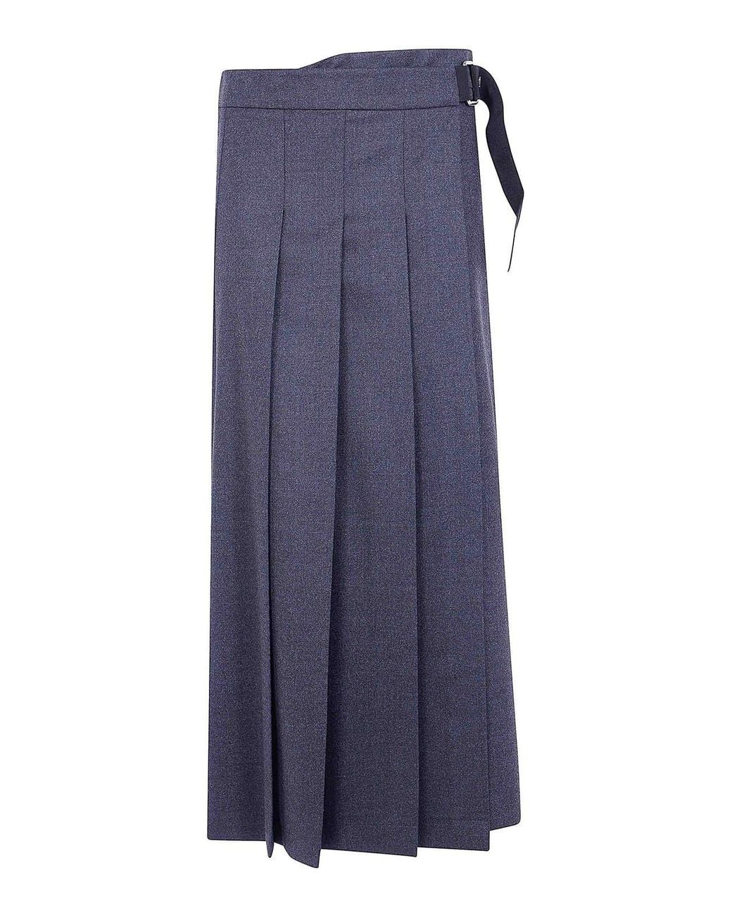 P.A.R.O.S.H. Blue Pleated Buckle-Fastening Maxi Skirt