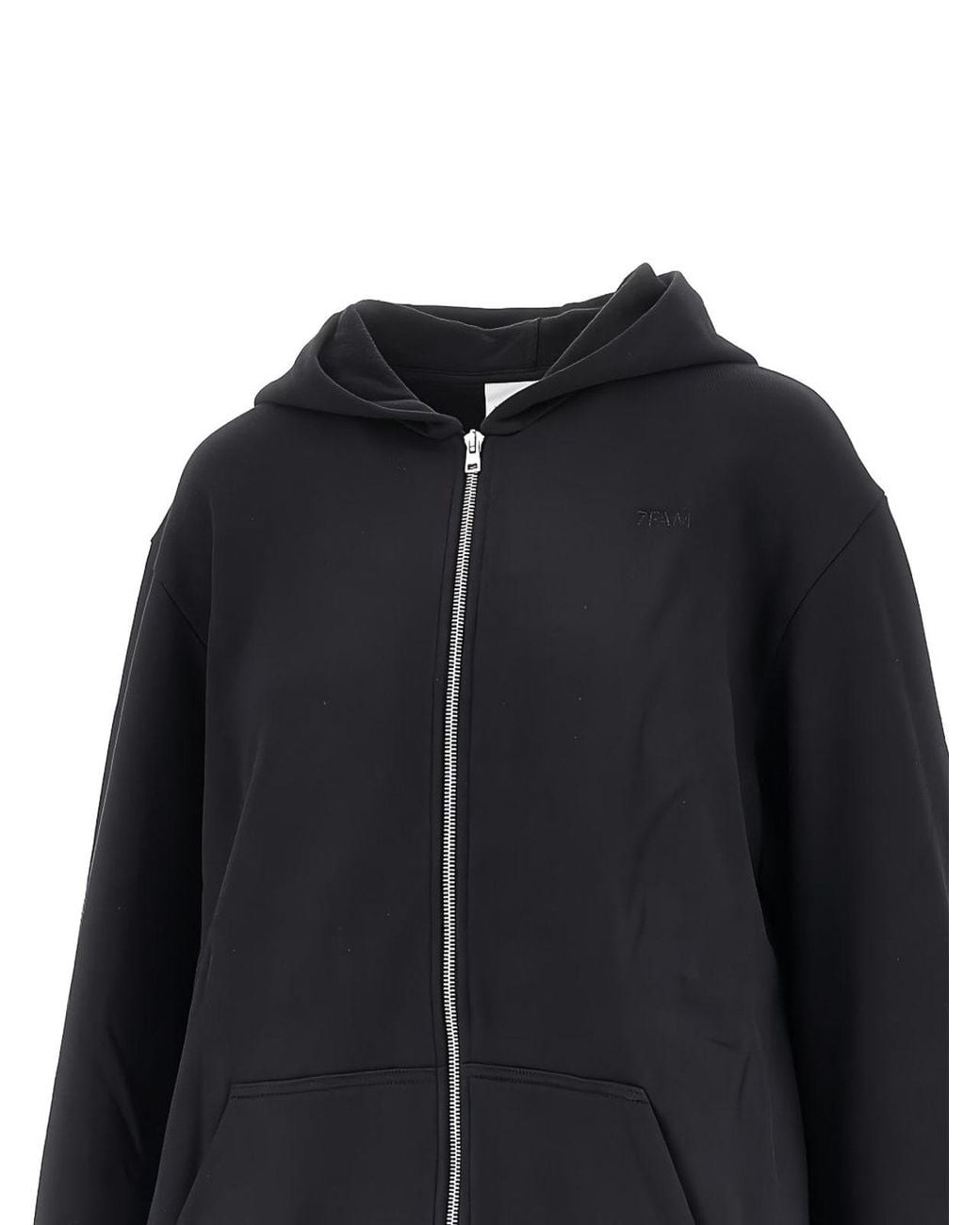 7 For All Mankind Black Oversized Cotton Zip-Up Hoodie