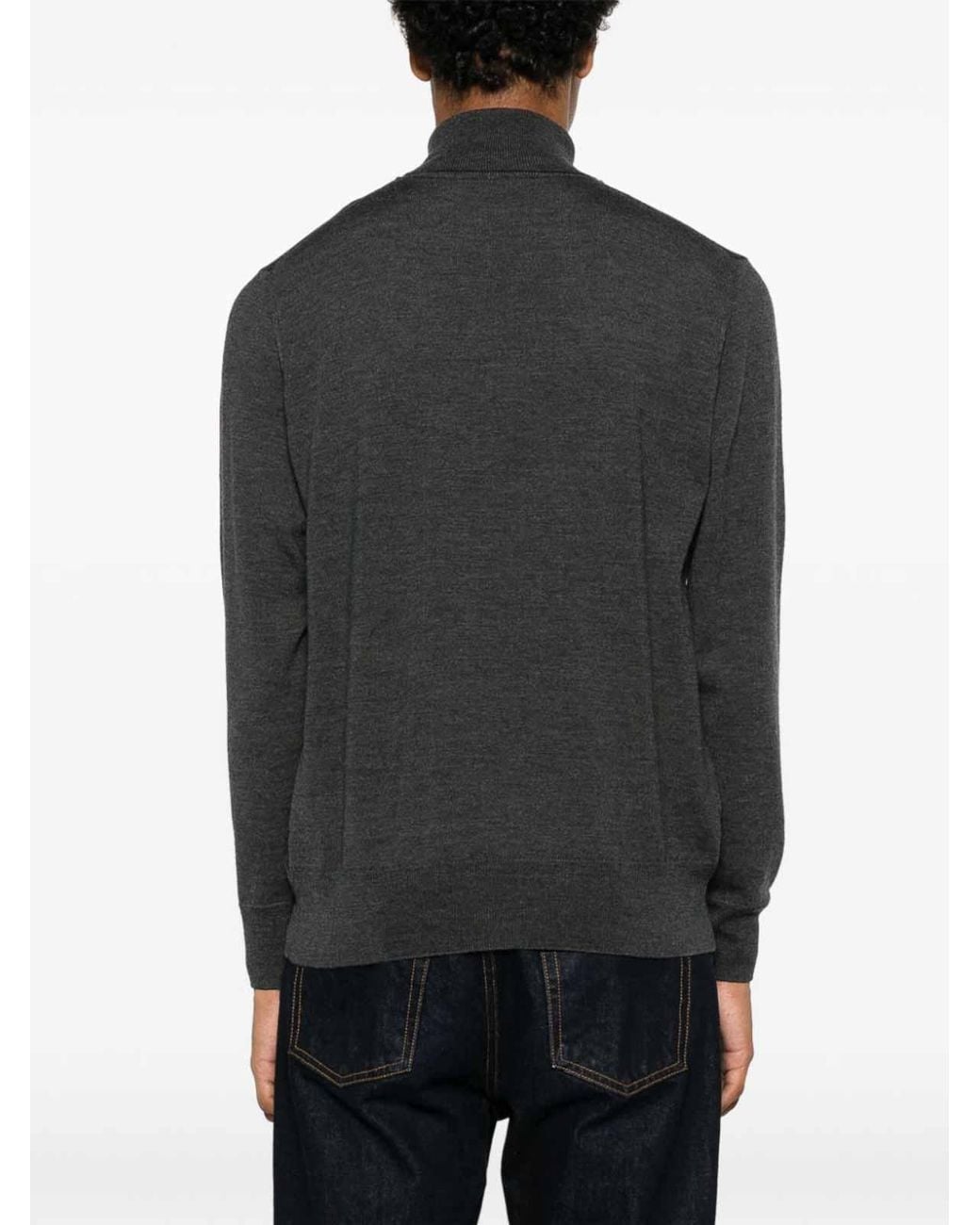 Etro Black Turtleneck Sweater With Pegasus Embroidery for men