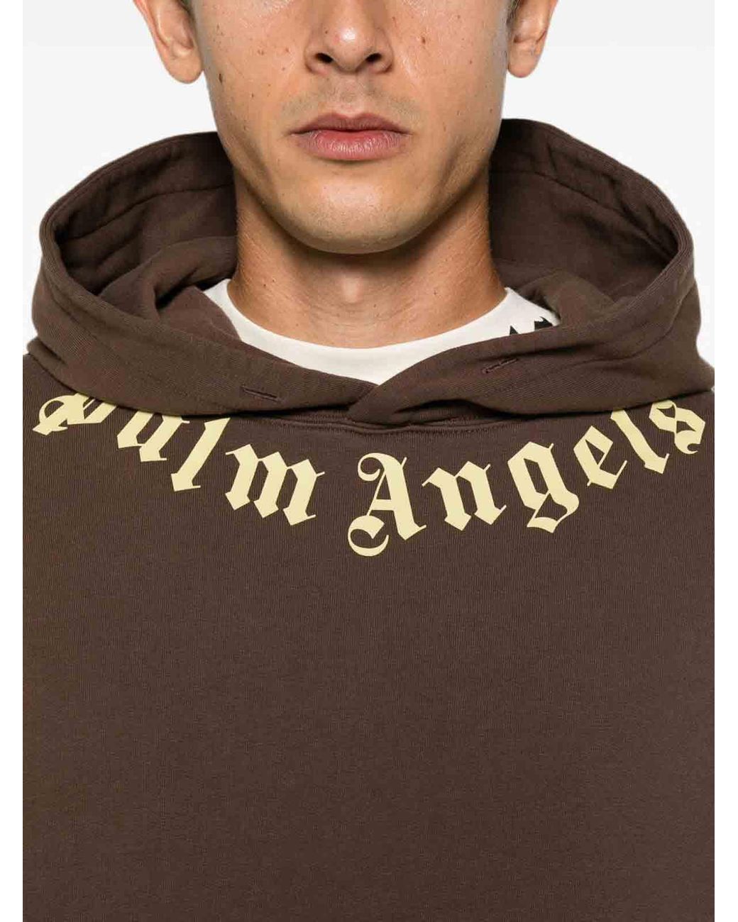 Palm Angels Brown Cotton Hoodie for men
