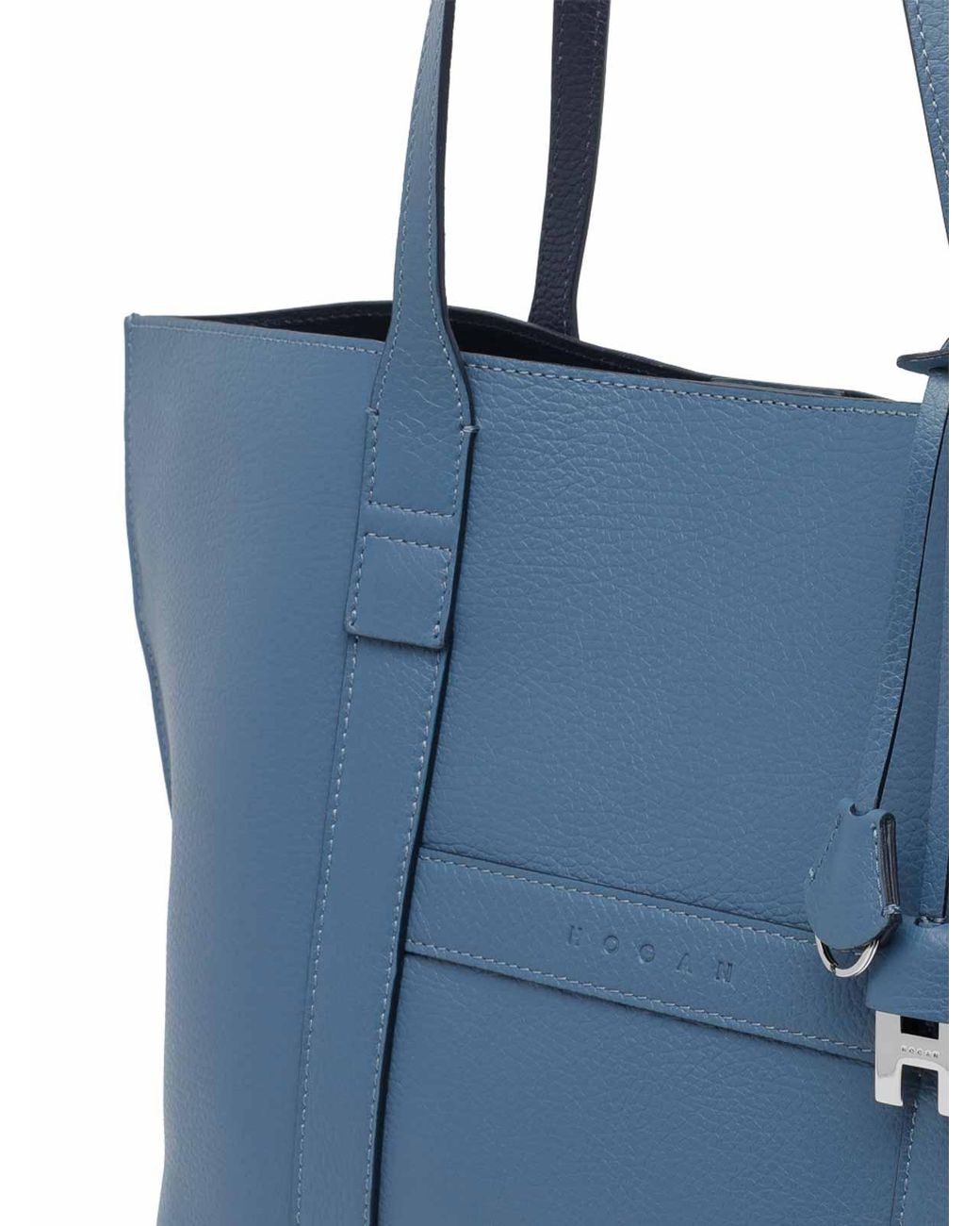Hogan Blue Medium Script Shopping Bag