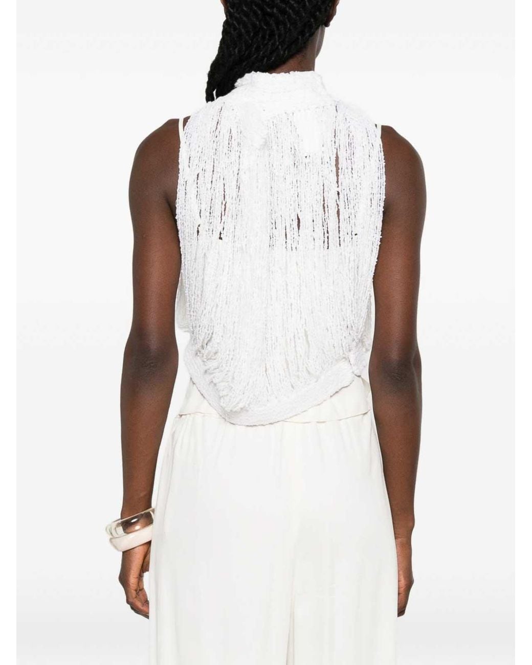 Fabiana Filippi White Wool And Silk Blend Top