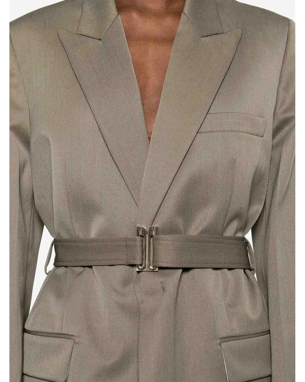 Victoria Beckham Natural Belted Tailored Jacket