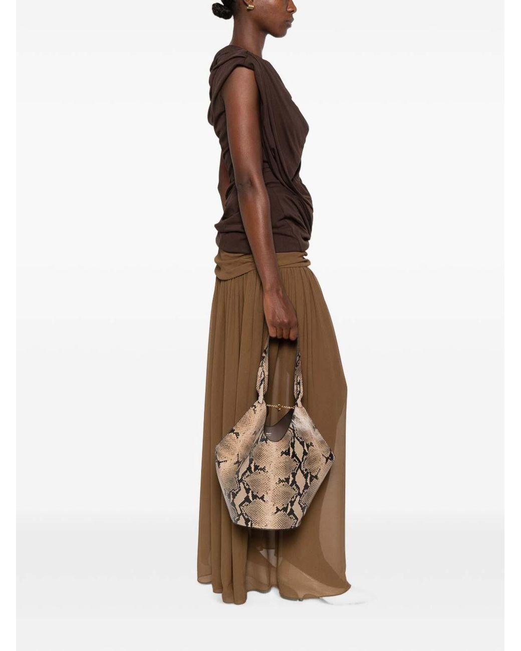 Khaite Metallic Lotus Small Leathet Bucket Bag