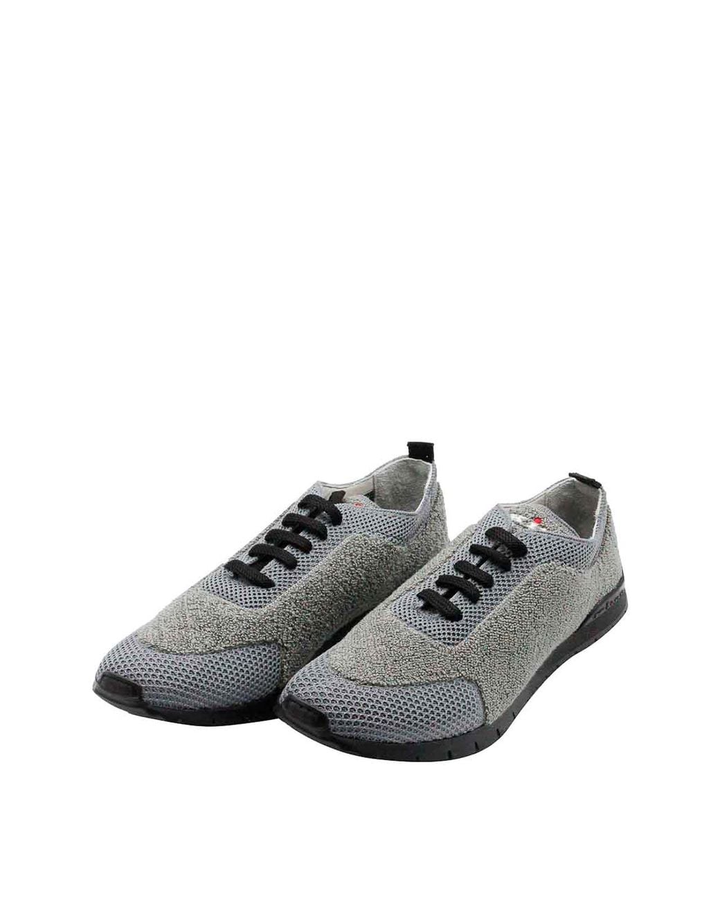 Kiton Gray Tech Fabric Sneakers for men
