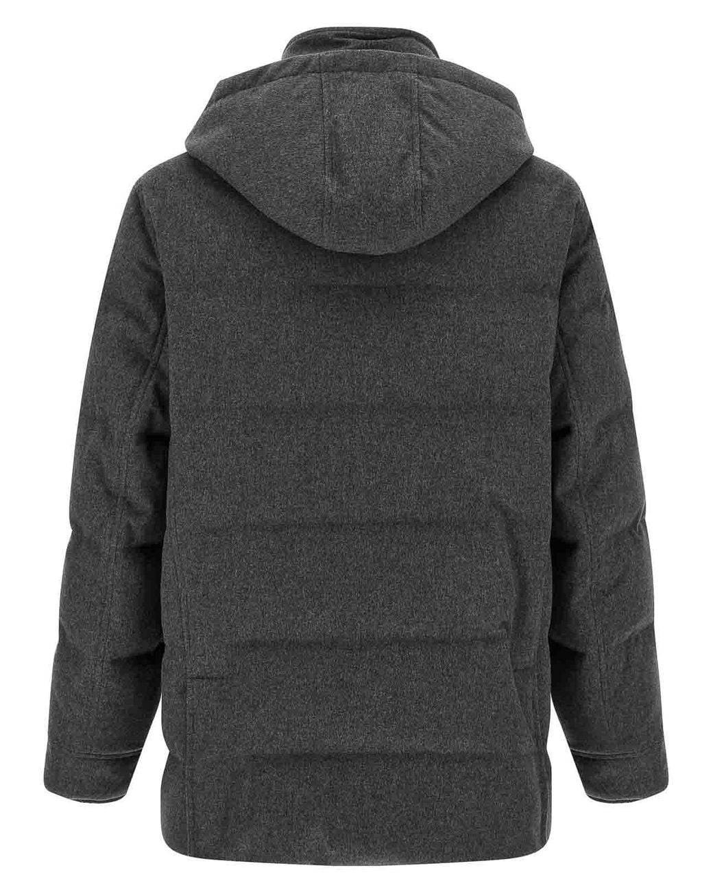 Brunello Cucinelli Gray Membrane Wool Flannel Parka for men