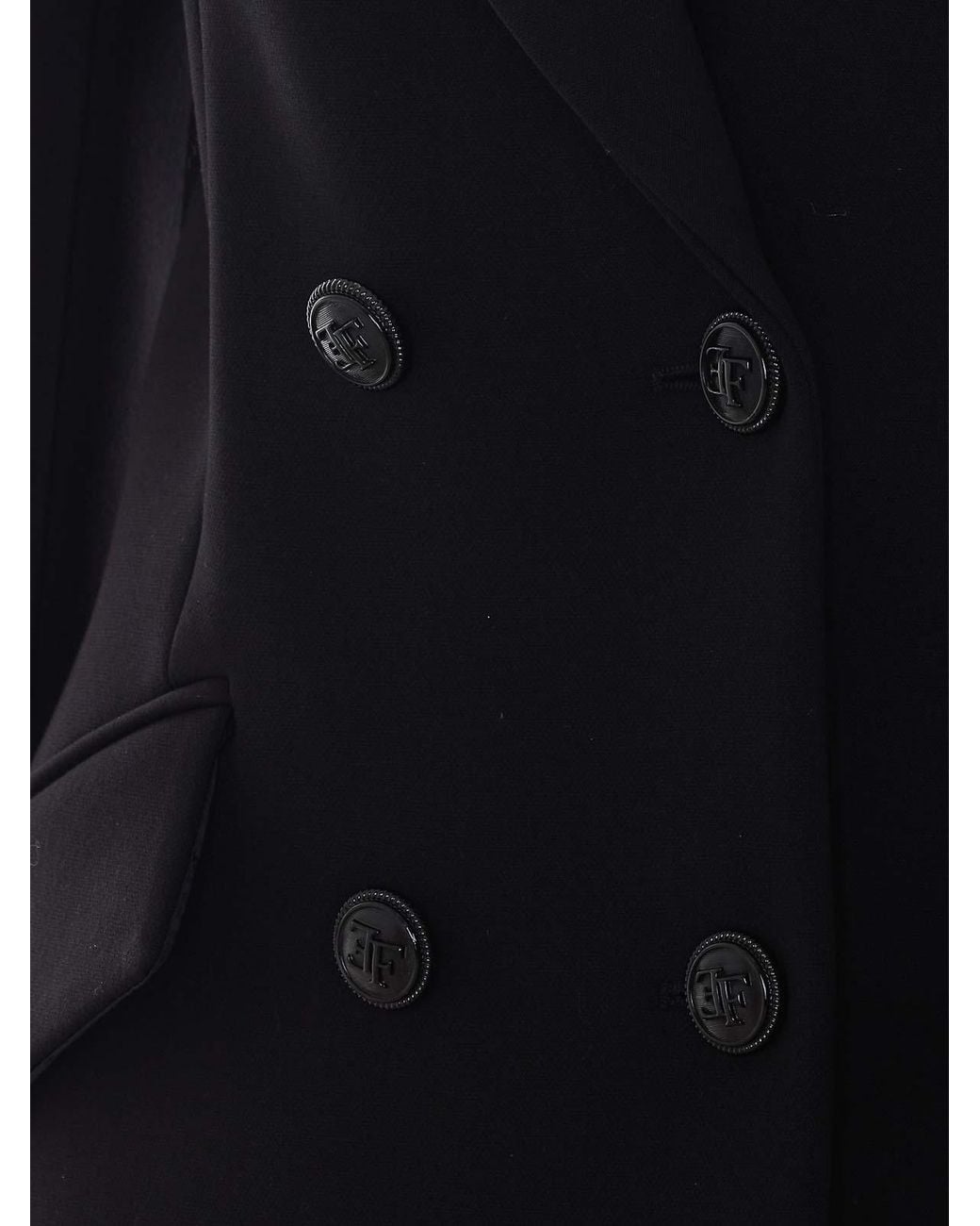 Elisabetta Franchi Black Double Breasted Coat