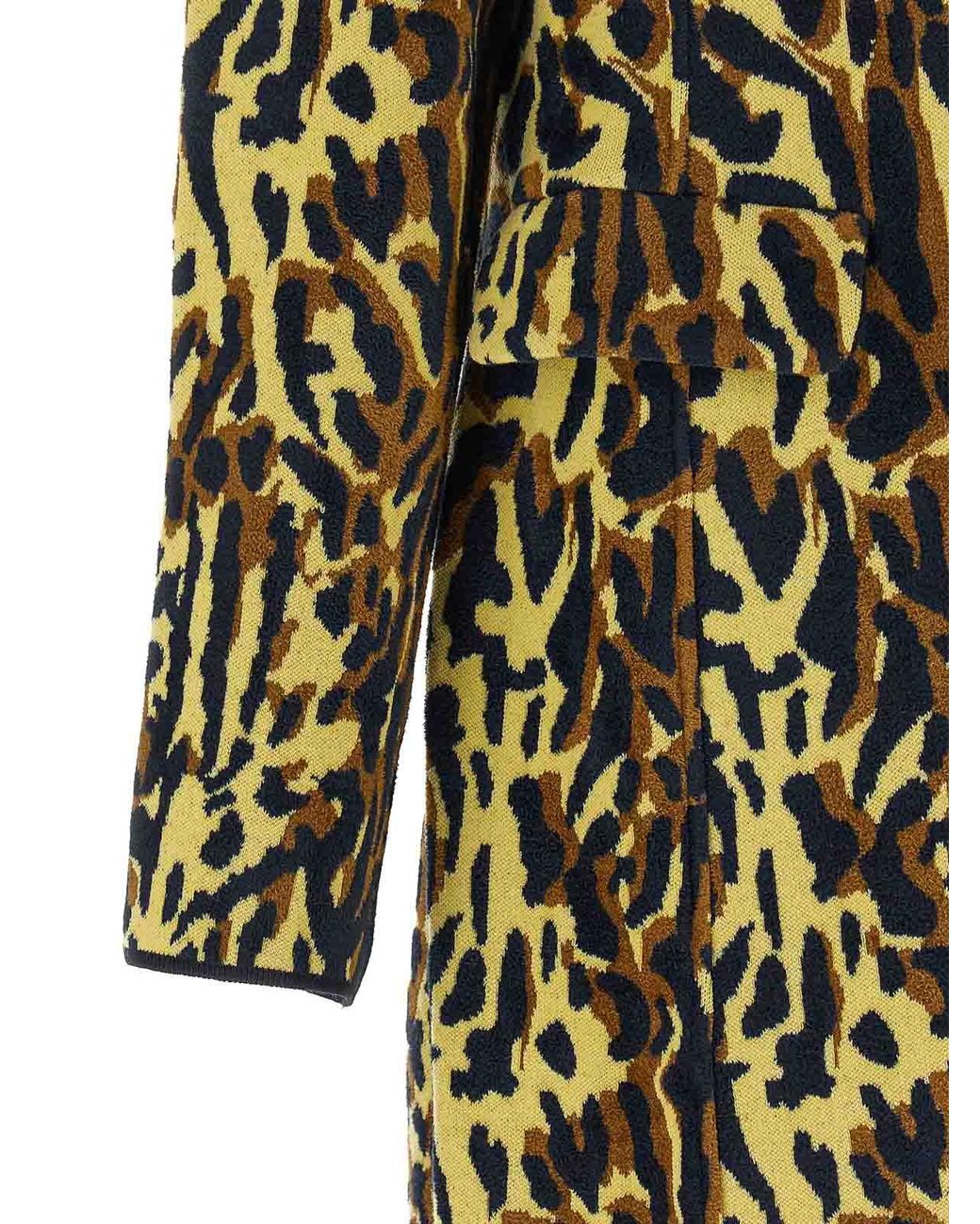 Marni Multicolor Animalier Jacquard Wool Coat