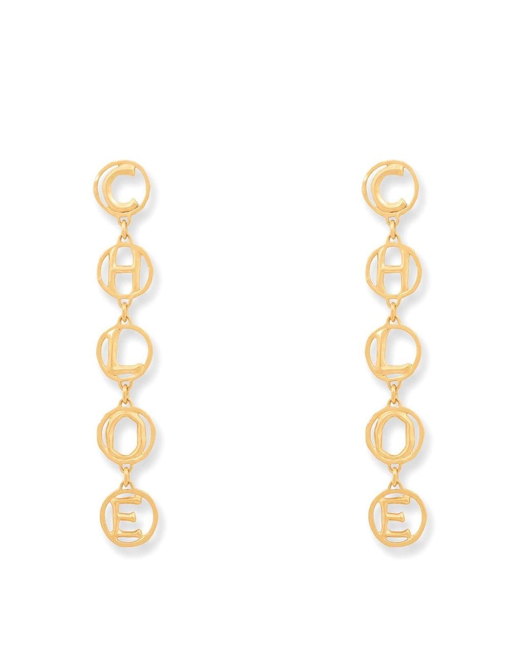 Chloé White Brass Script Earrings