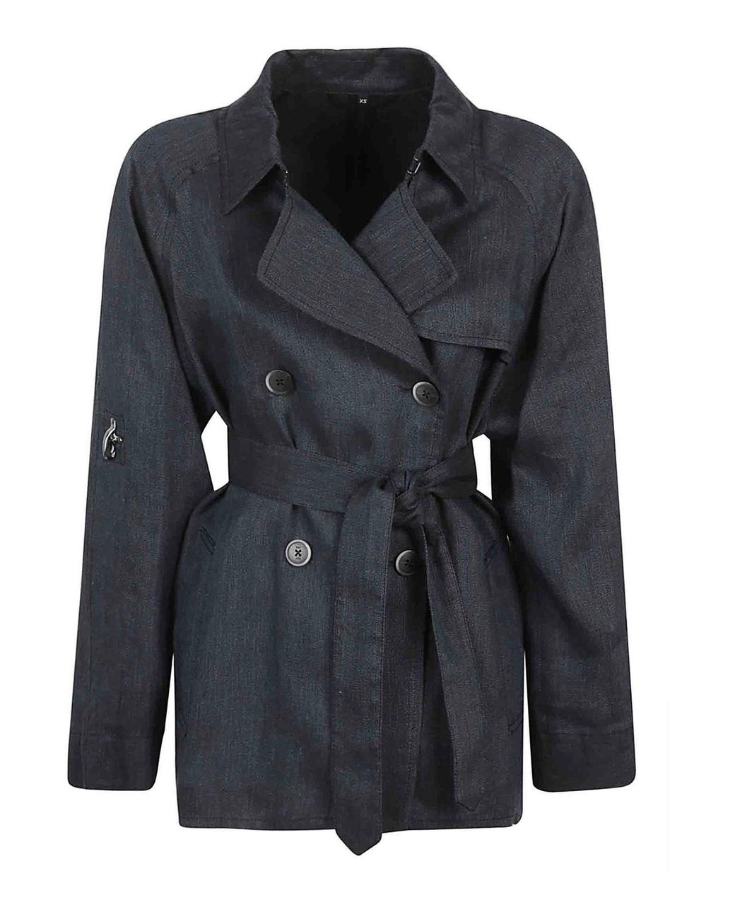 Fay Black Asymmetric Trench Coat