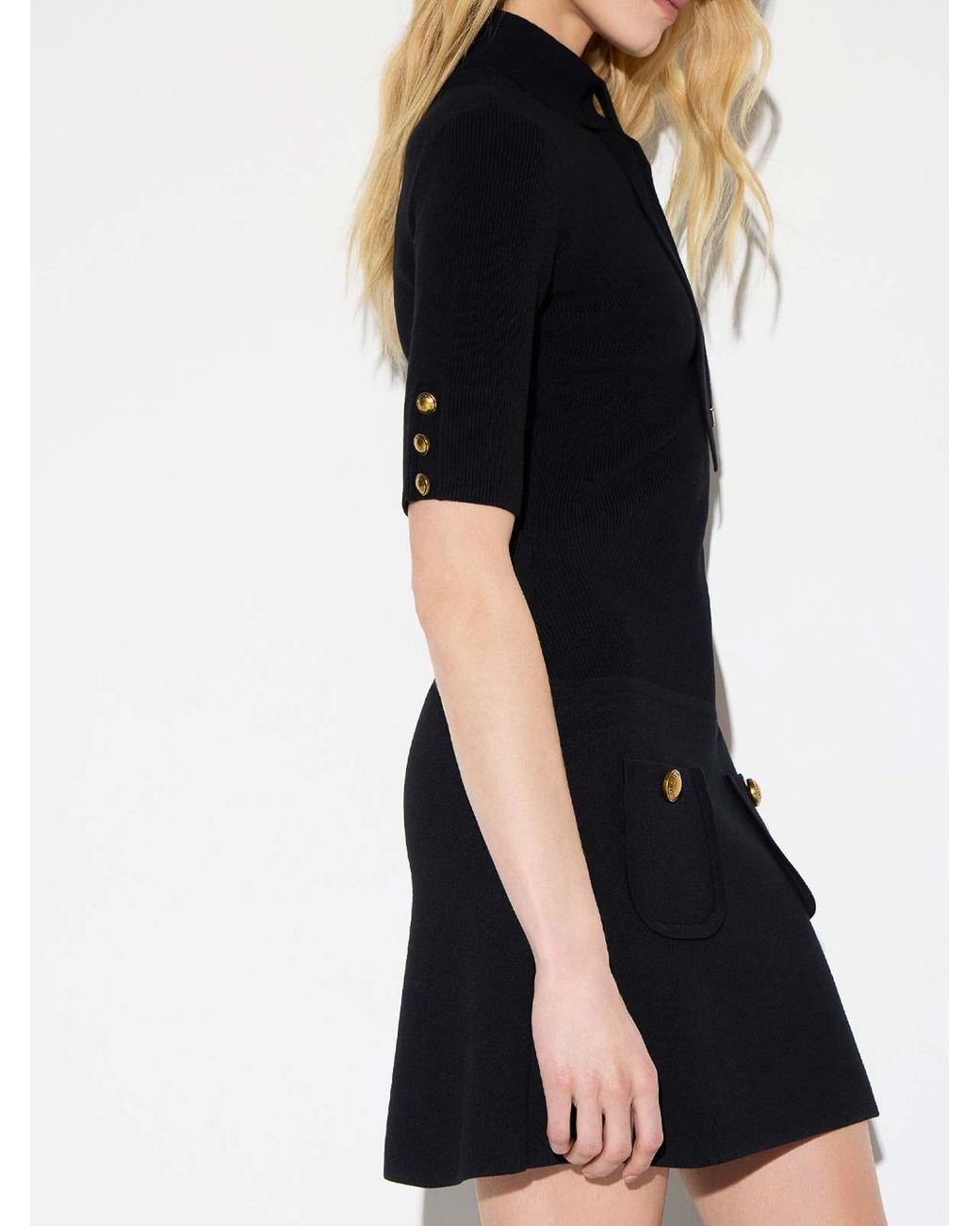 Elisabetta Franchi Black Ribbed Mini Knitted Dress