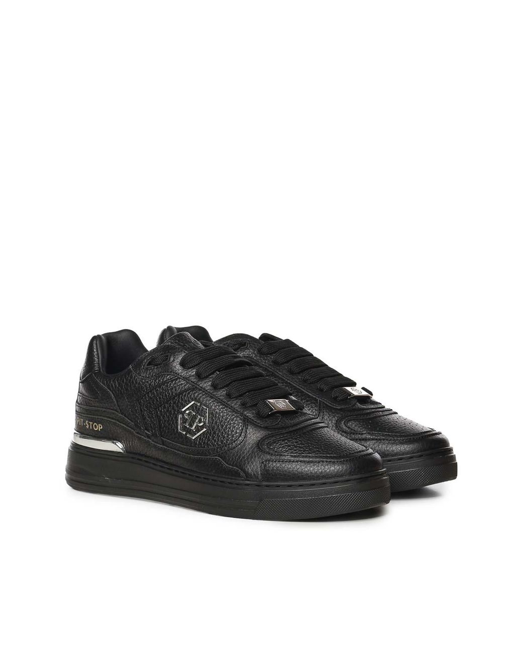 Philipp Plein Black Leather Sneaker With Logo for men