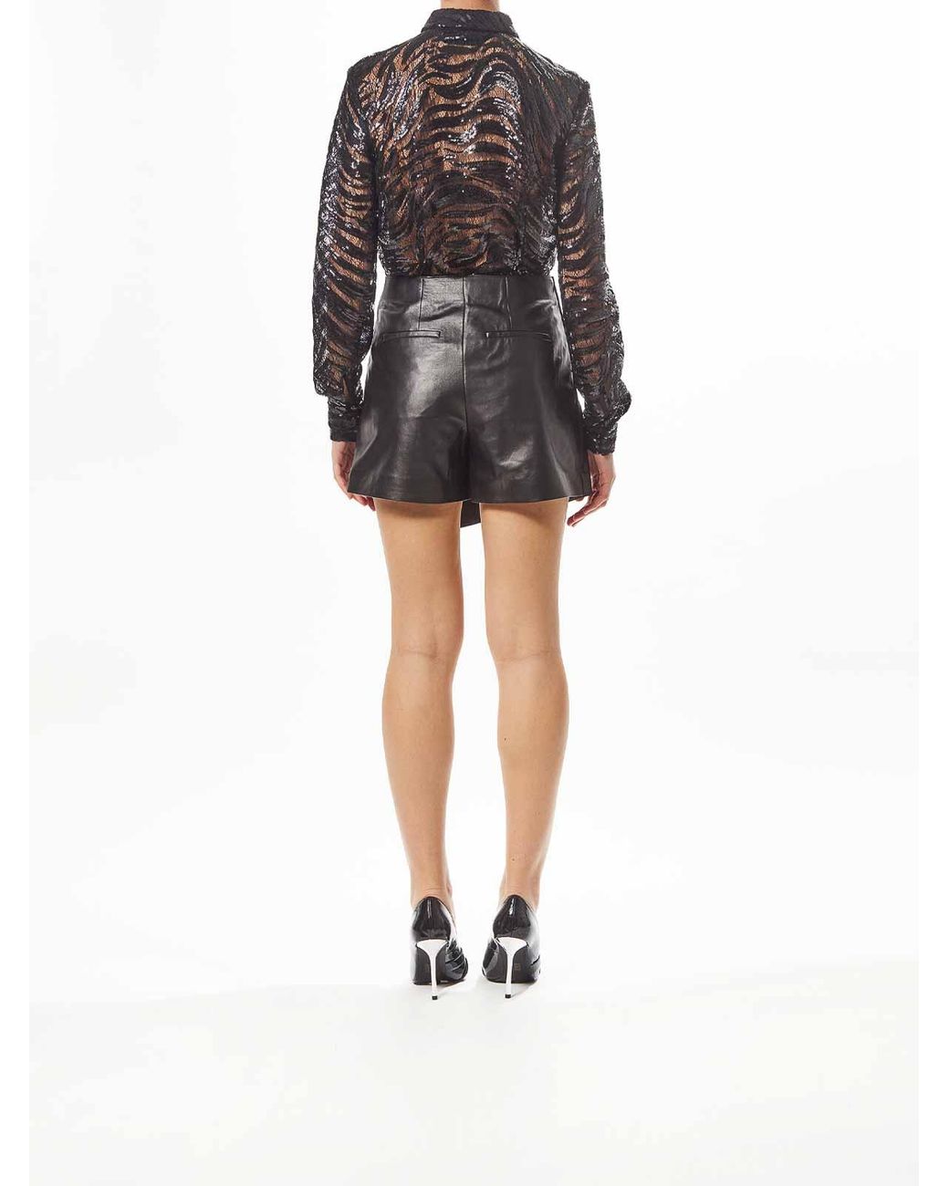 Karl Lagerfeld Black Leather Shorts