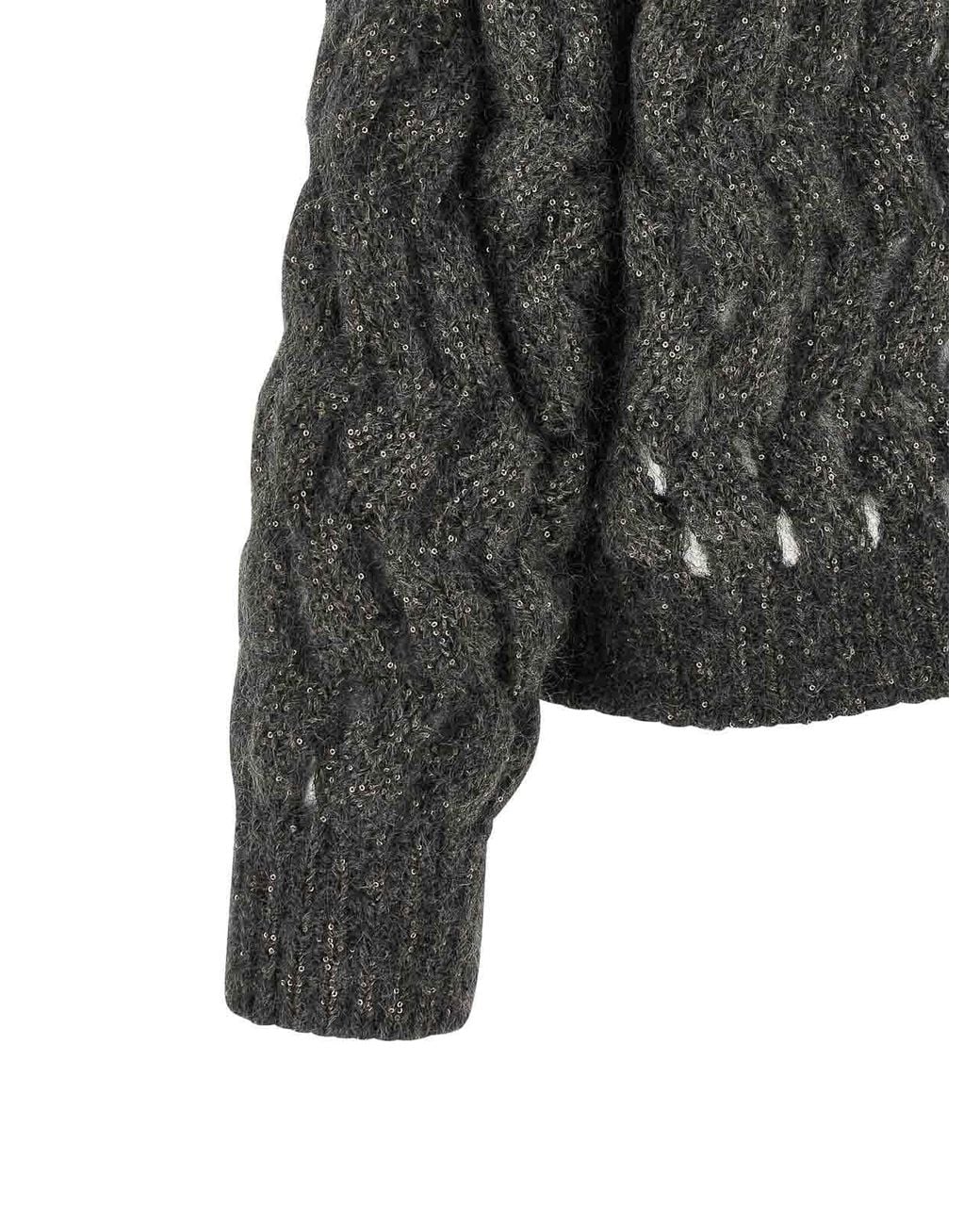 Brunello Cucinelli Gray Dazzling Waves Waves Jumper