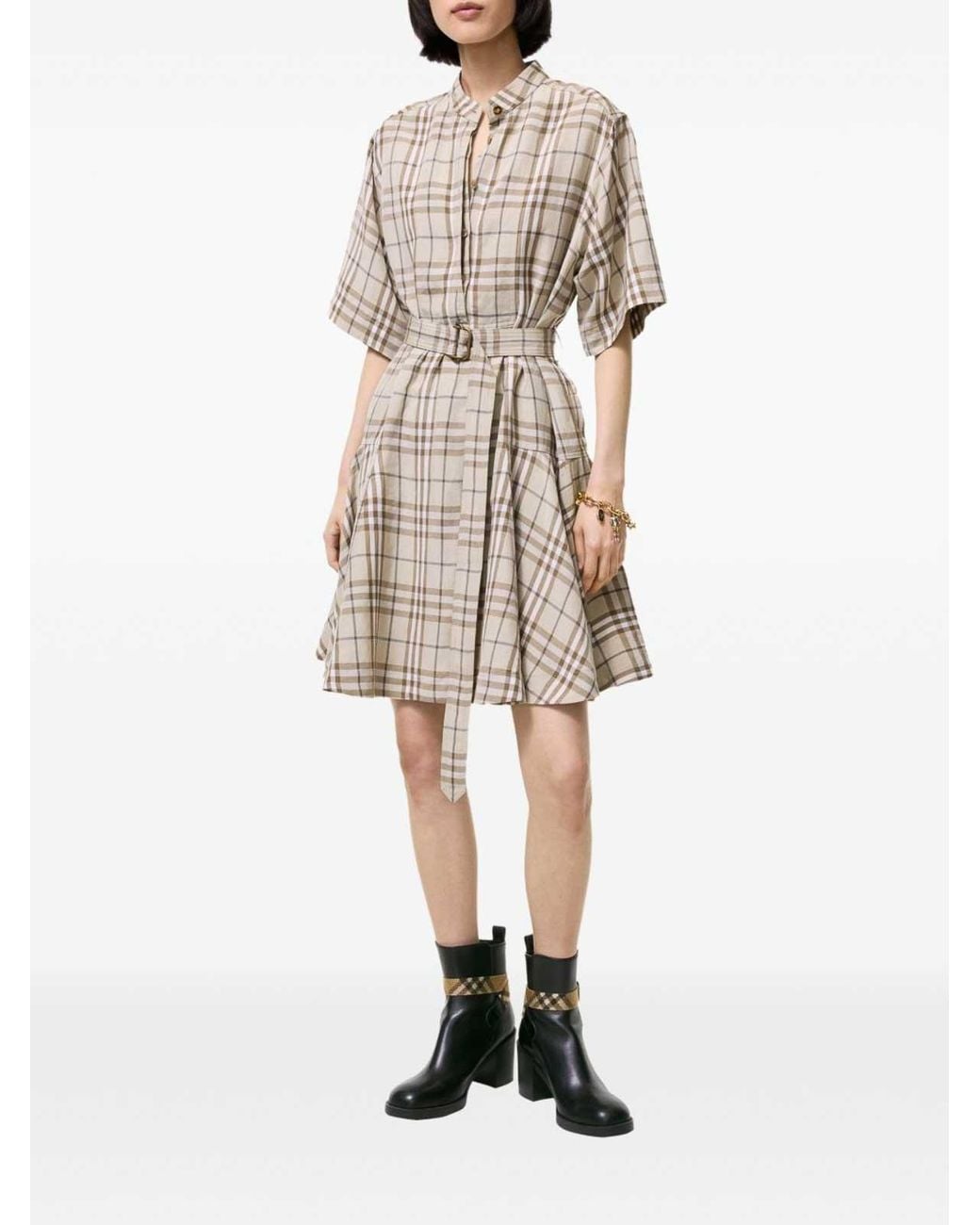Burberry White Linen Blend Short Dress