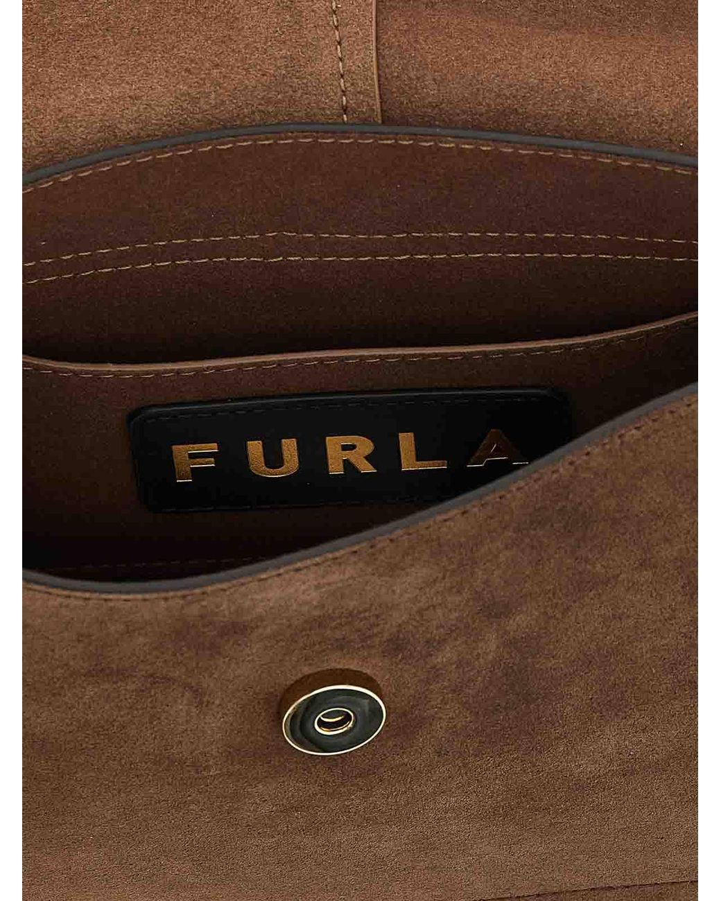 Furla Brown Flow M' Buckle Handbag
