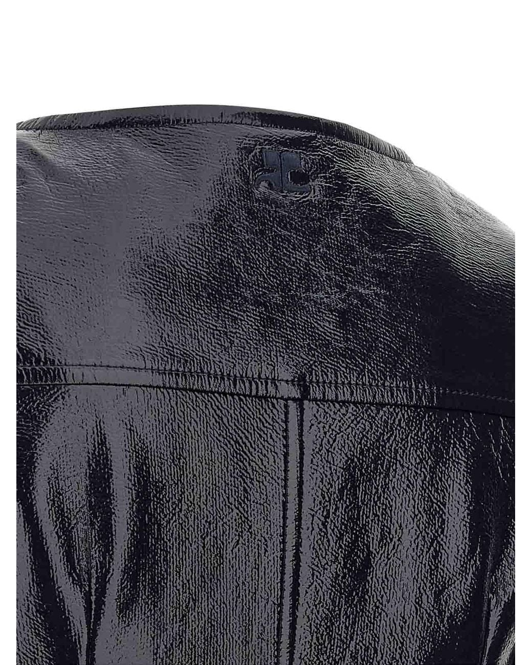 Courreges Black 2-Pocket Vinyl Cotton Dress