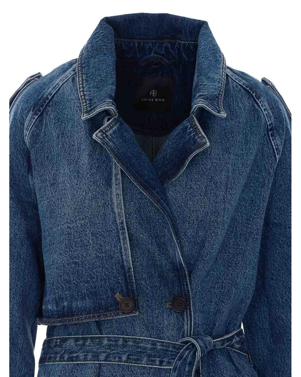 Anine Bing Blue Denim Rickie Trench
