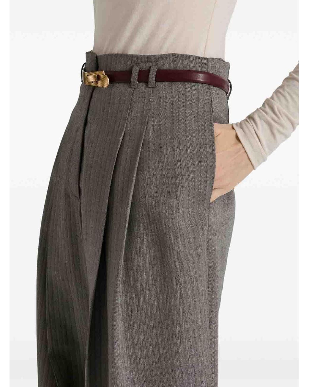 Alberta Ferretti Gray Wool Blend Tailoring Trousers