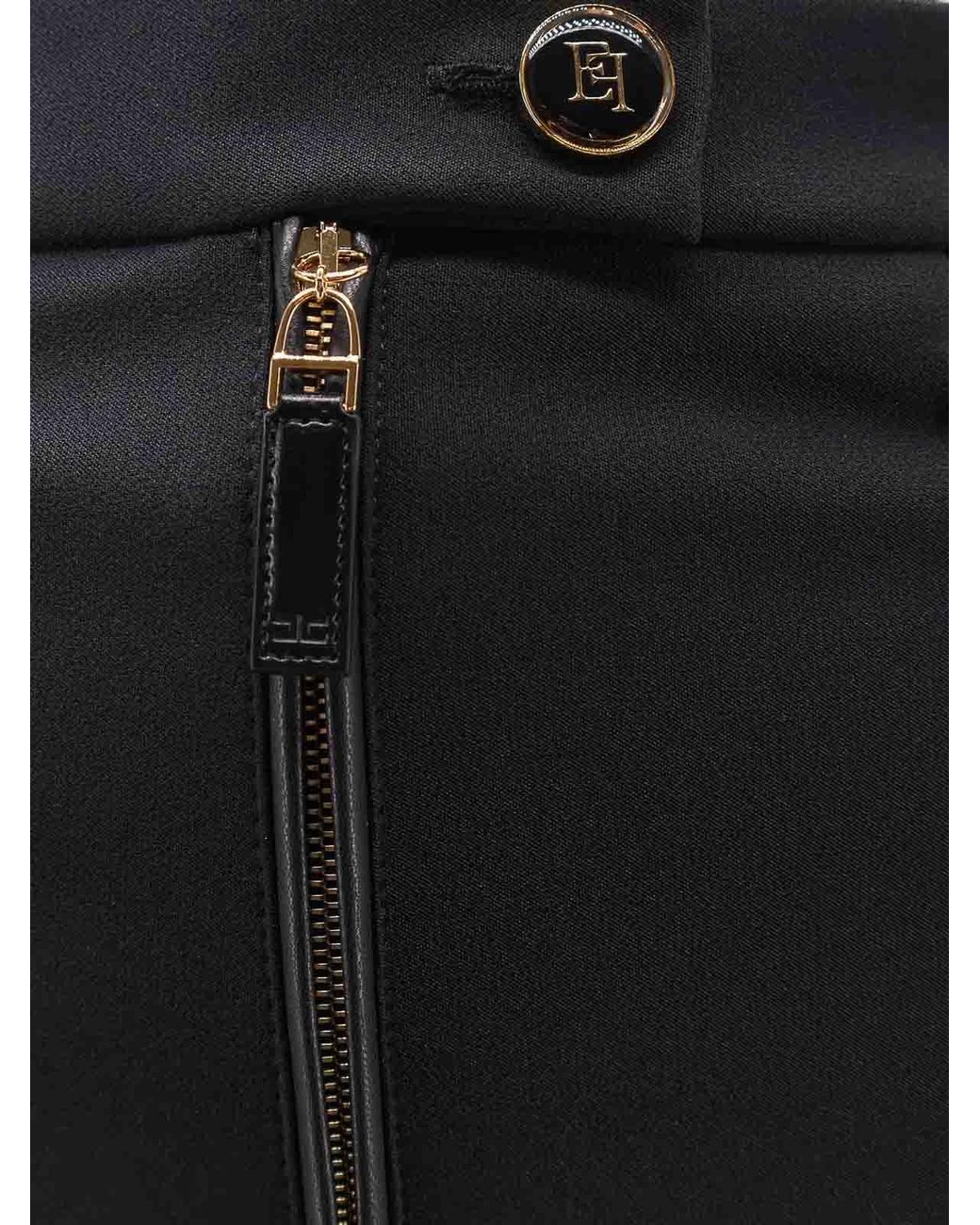 Elisabetta Franchi Blue Logato Button Trousers
