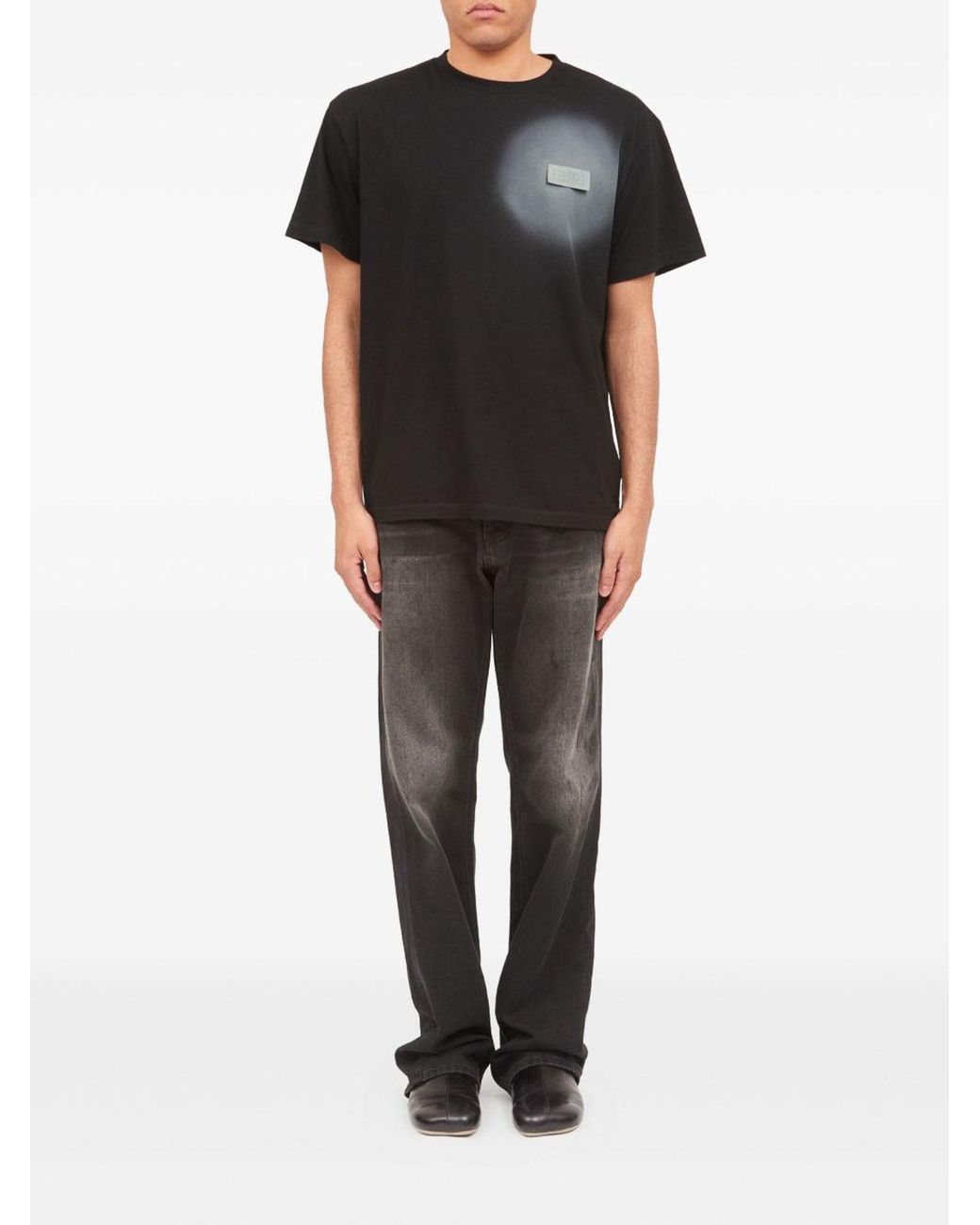 MM6 by Maison Margiela Black Short-Sleeved Cotton T-Shirt for men