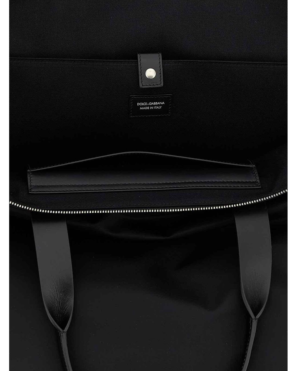 Dolce & Gabbana Black Big Logo Patch Shopping Bag for men