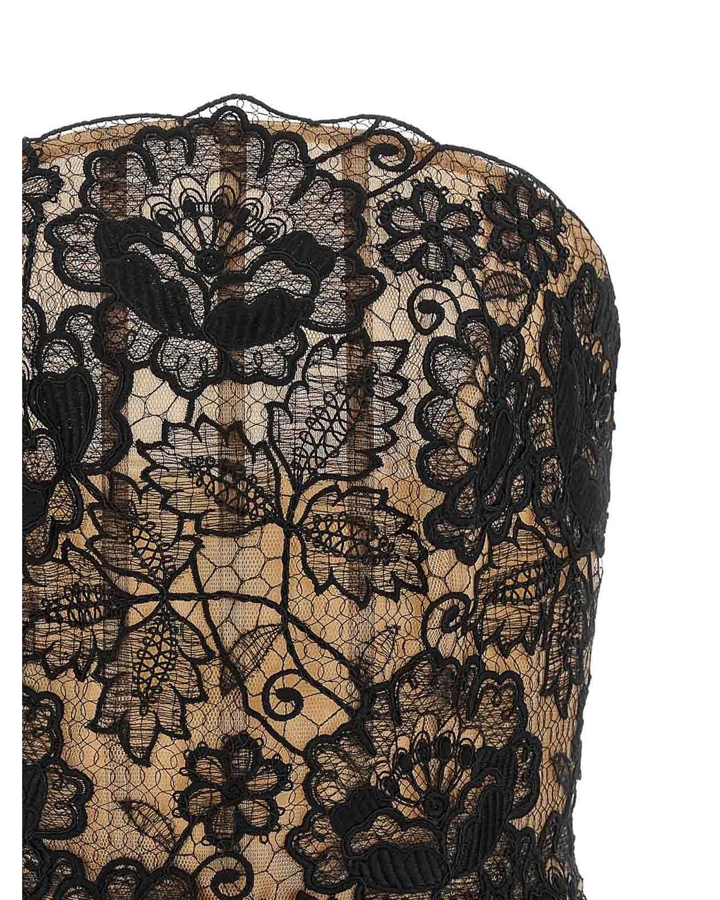 Elie Saab Black Guipure Lace Corset Dress