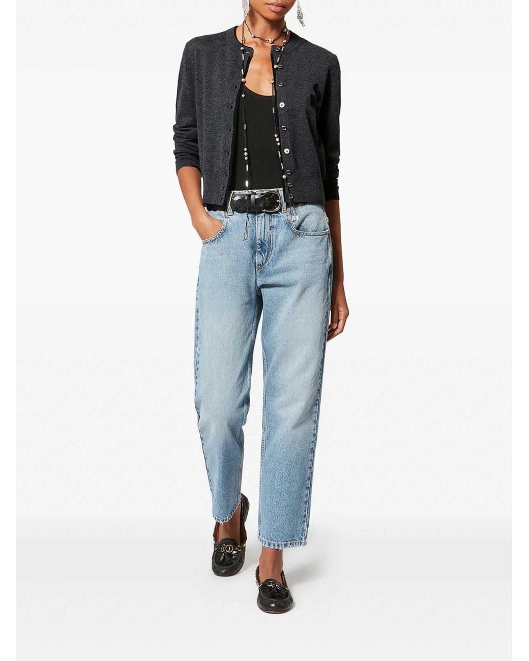 Isabel Marant Blue Lona Cotton-Wool Logo Cardigan