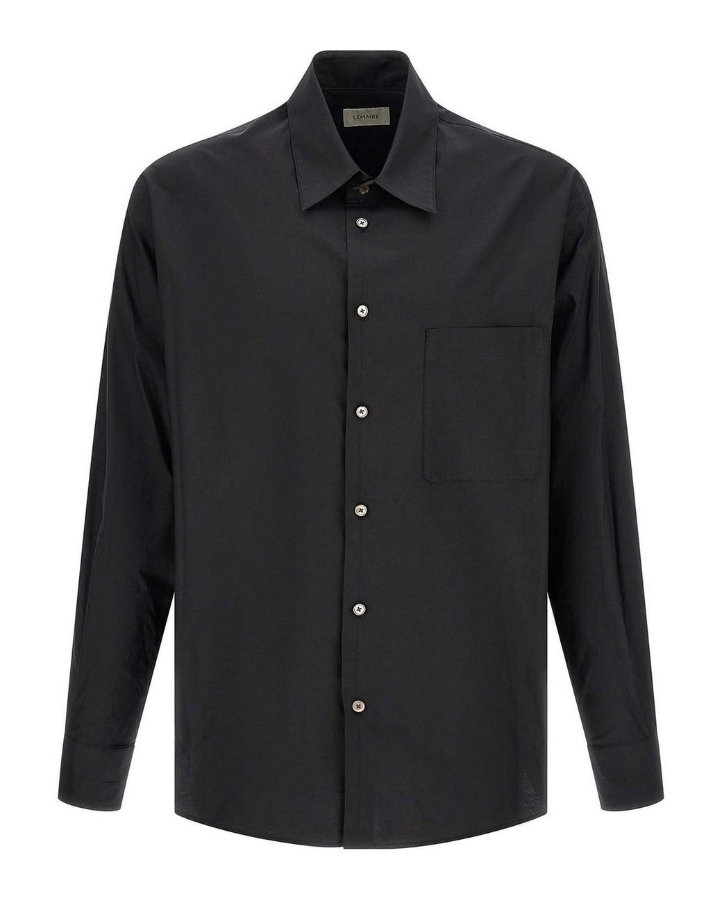 Lemaire Black Cotton And Silk Shirt for men