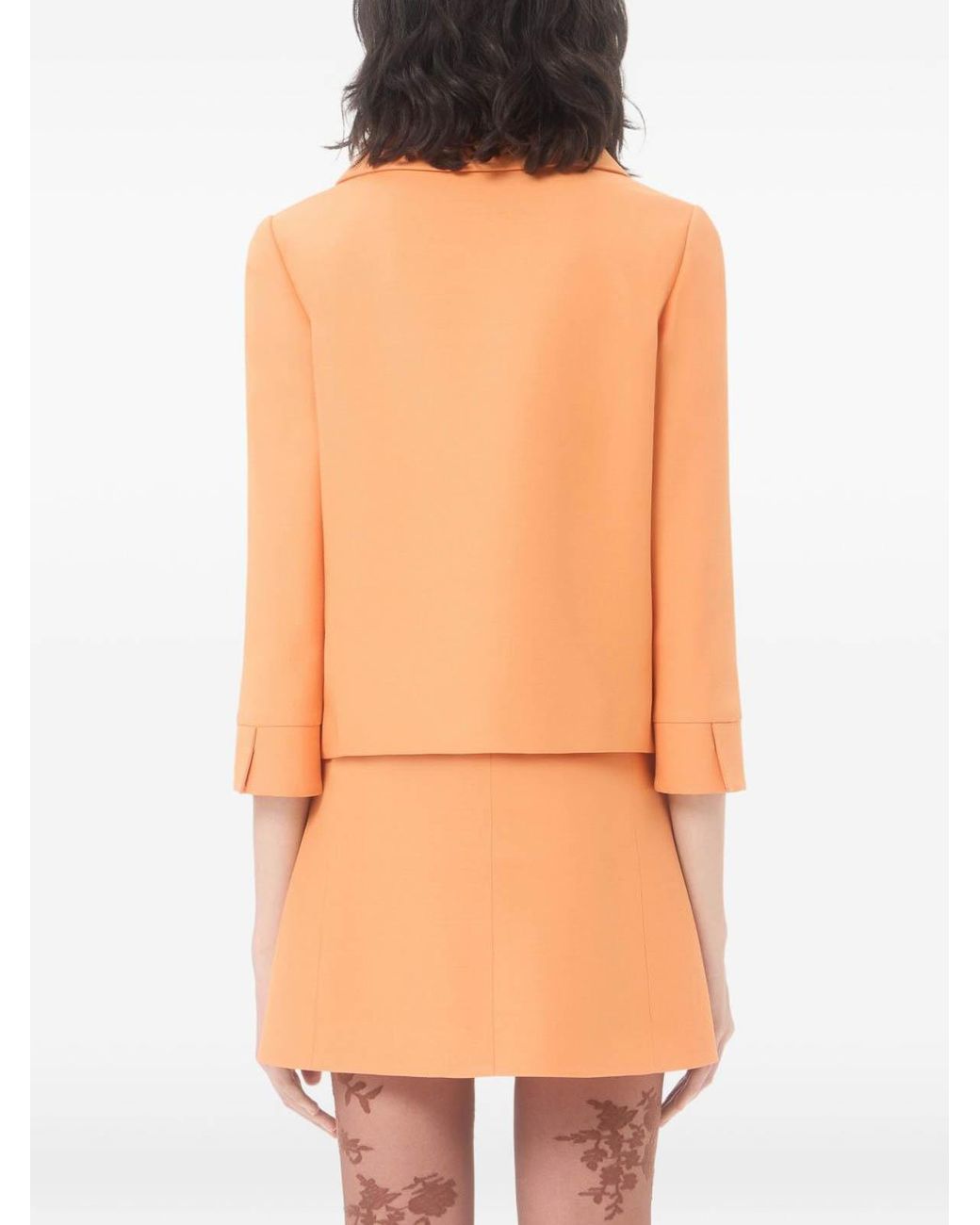 Valentino Garavani Orange Crepe Couture Jacket With Jewel Button