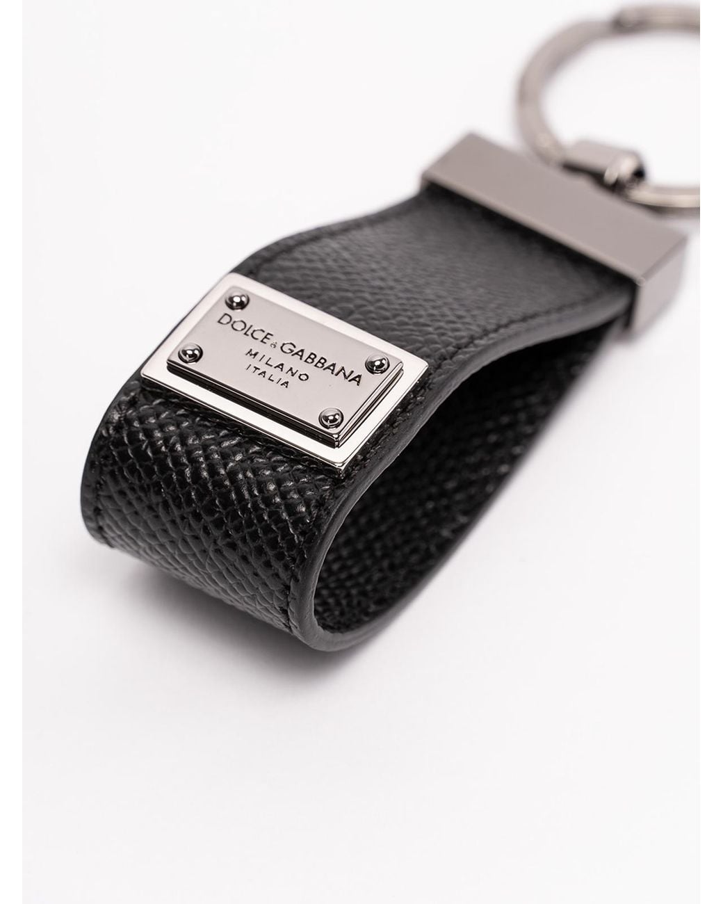 Dolce & Gabbana White Key Chain With Logo Tag for men