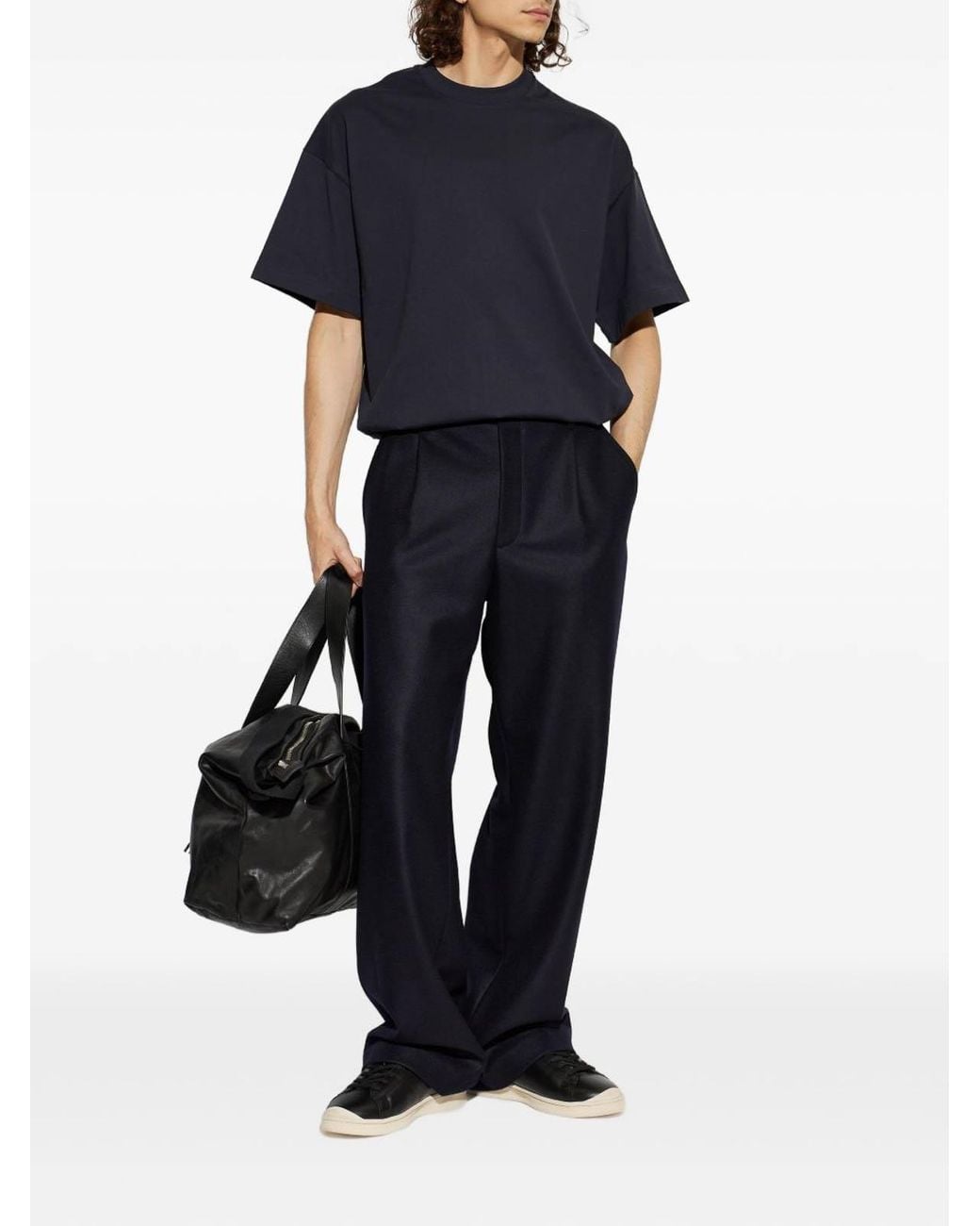 Jil Sander Blue Boxy Cotton T-Shirt With Logo for men