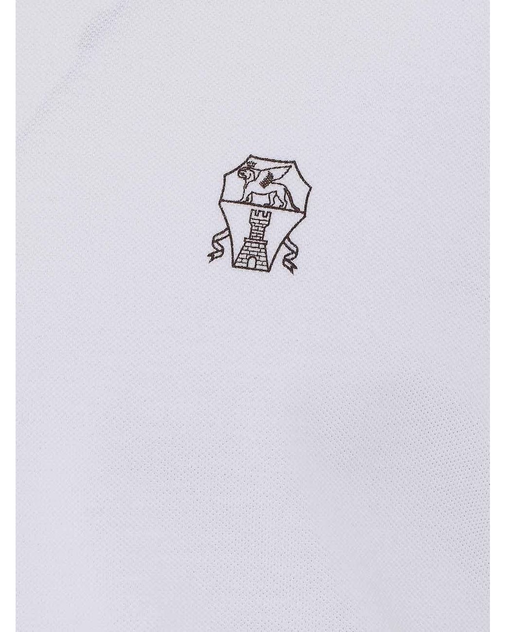 Brunello Cucinelli White Logo Polo for men
