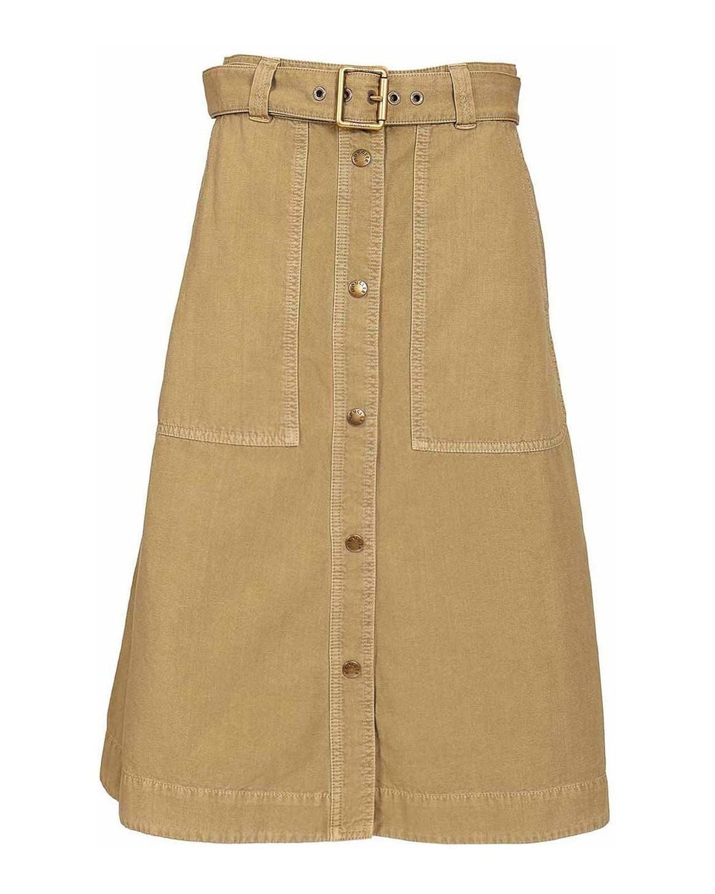 Moncler Natural Cotton Midi Skirt With Belt