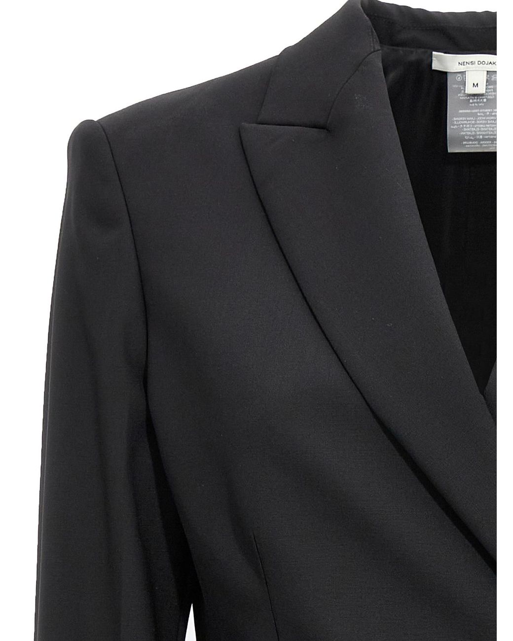 Nensi Dojaka Black Double Breast Drawstring Blazer Jacket