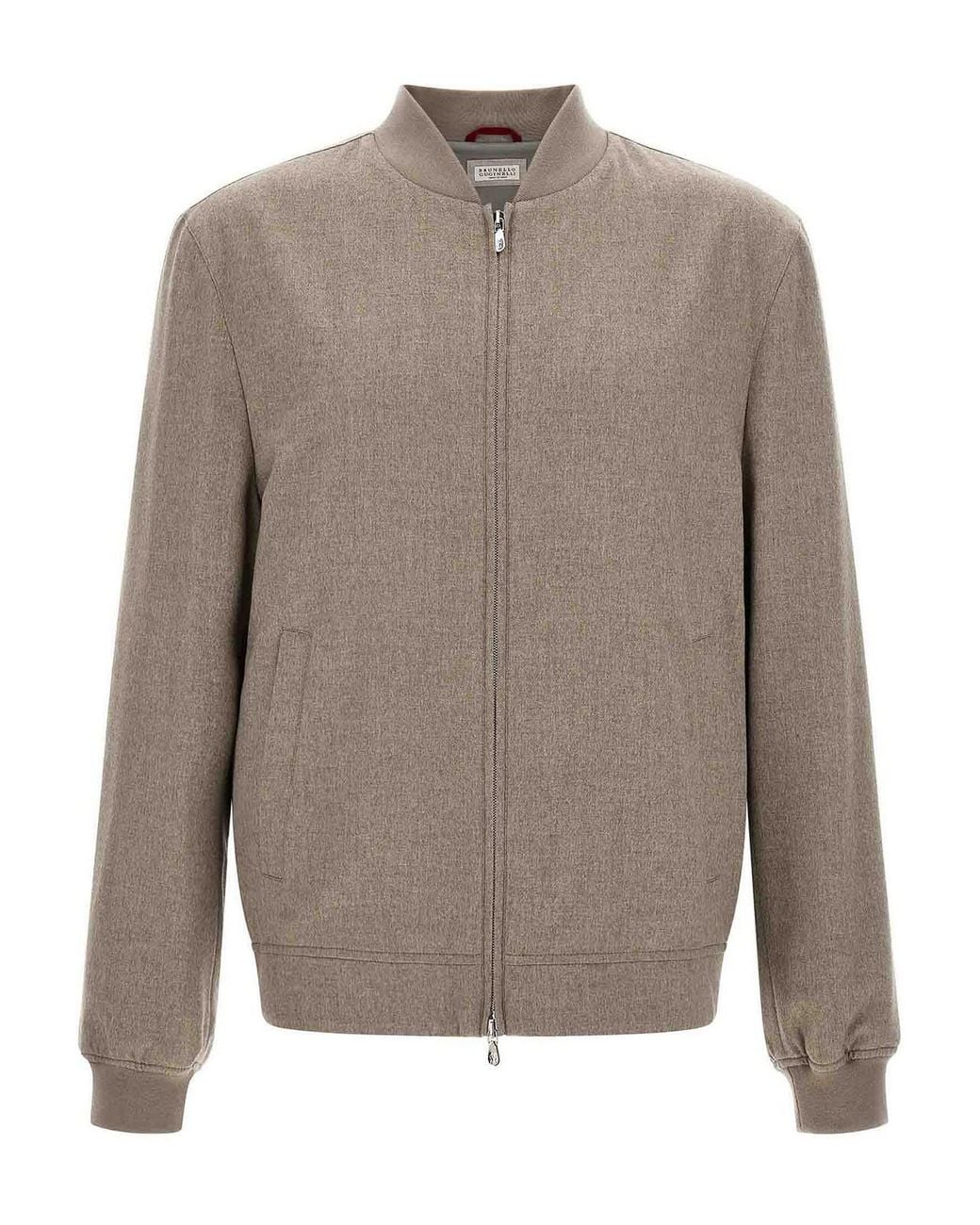 Brunello Cucinelli Gray Light Flannel Bomber Jacket for men