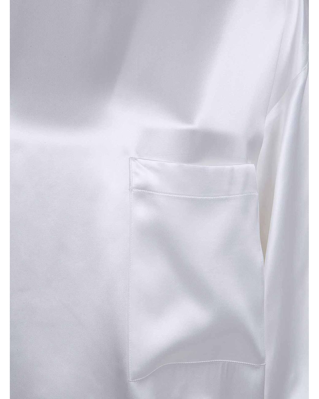 DARKPARK White Tara Satin Asymmetric Shirt