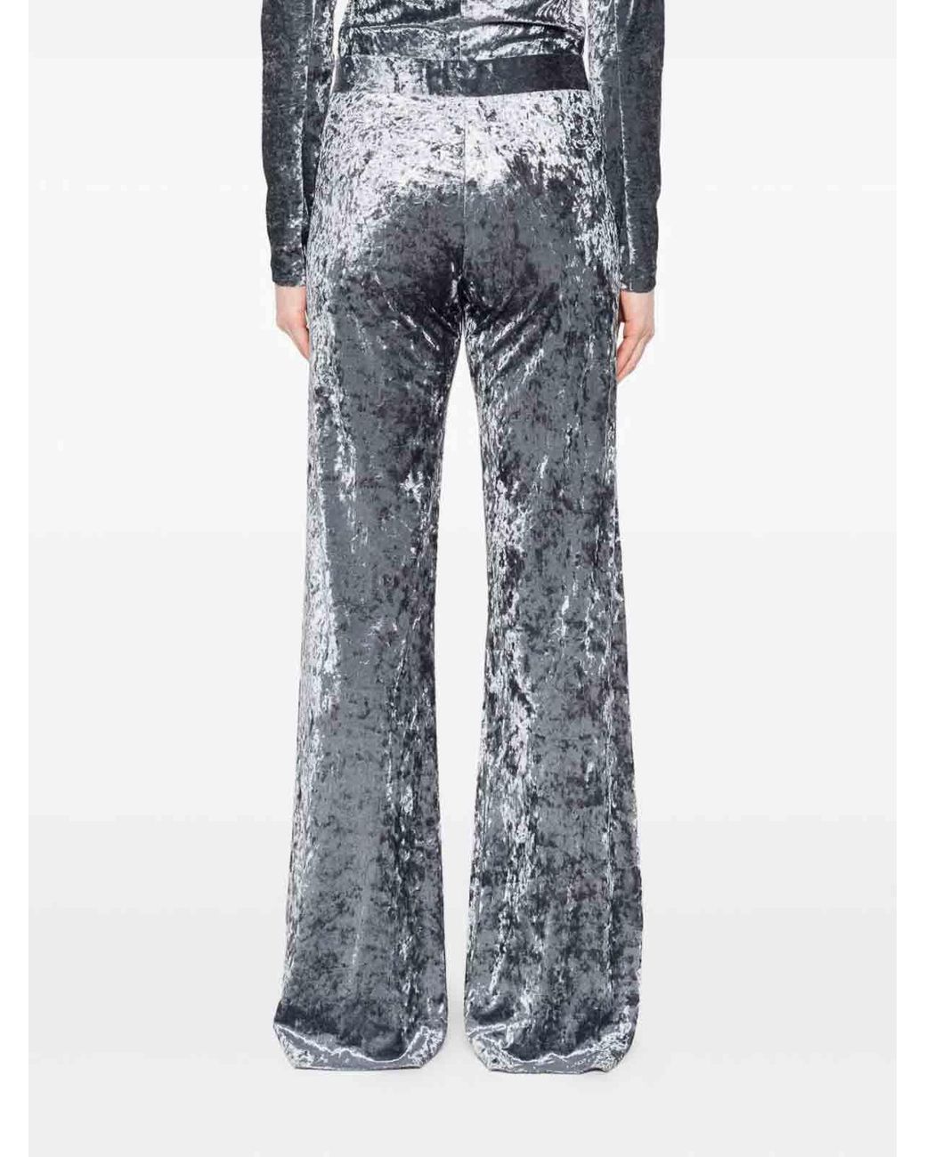Forte_forte Gray Velvet High-Waisted Trousers