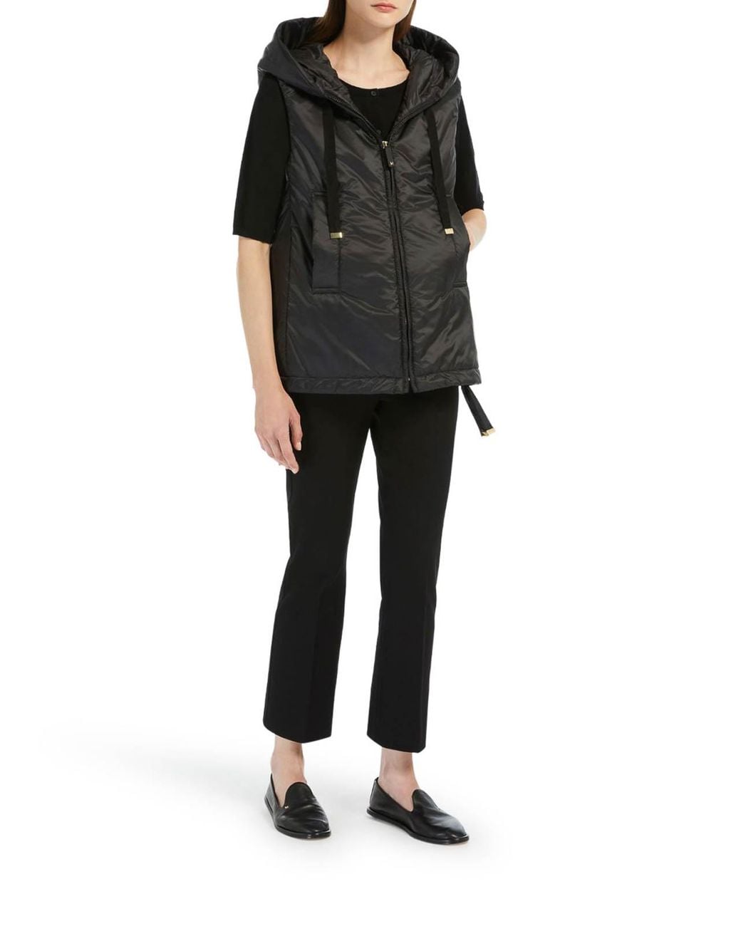 Max Mara Black Padded Vest With Hood