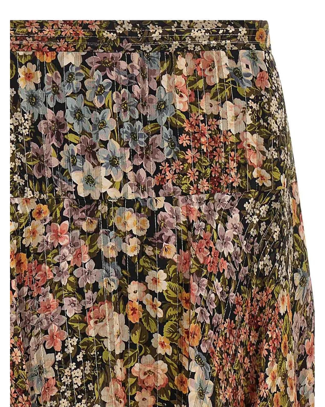 Valentino Garavani Natural Floral Silk Asymmetric Midi Skirt