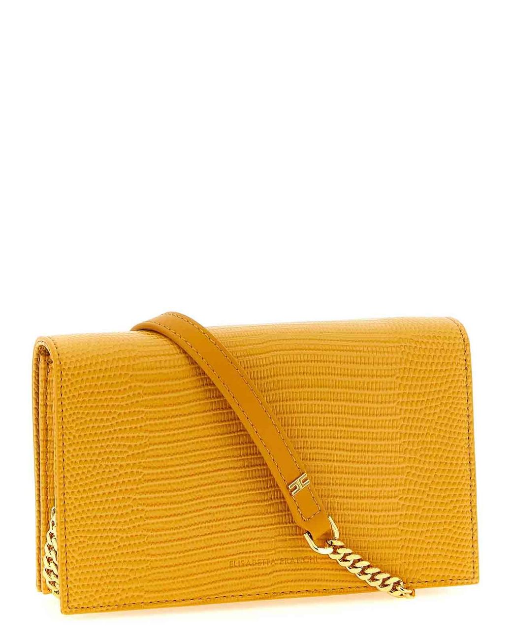 Elisabetta Franchi Orange Lizard Print Crossbody Bag