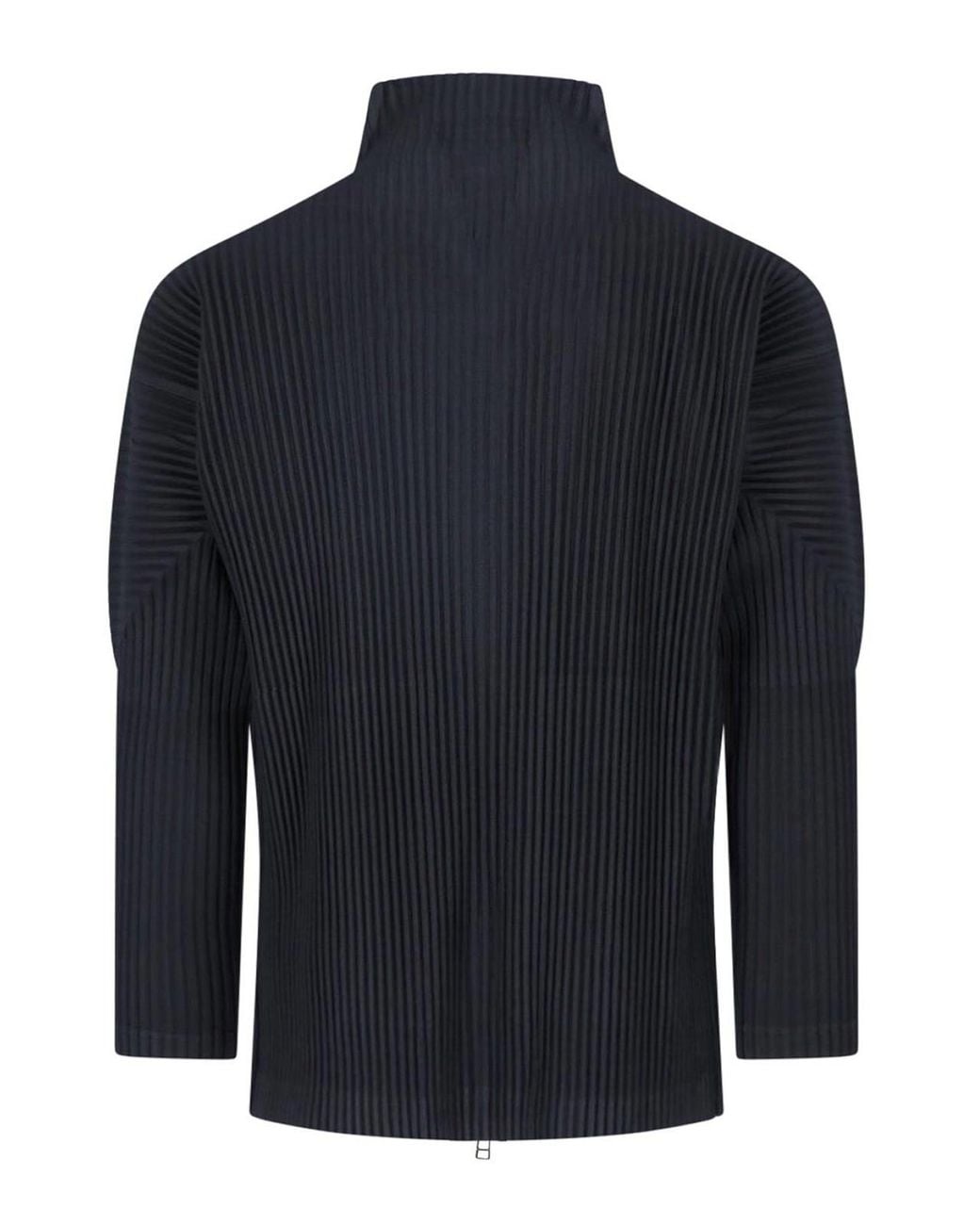Homme Plissé Issey Miyake Blue Pleated Zip Sweatshirt for men