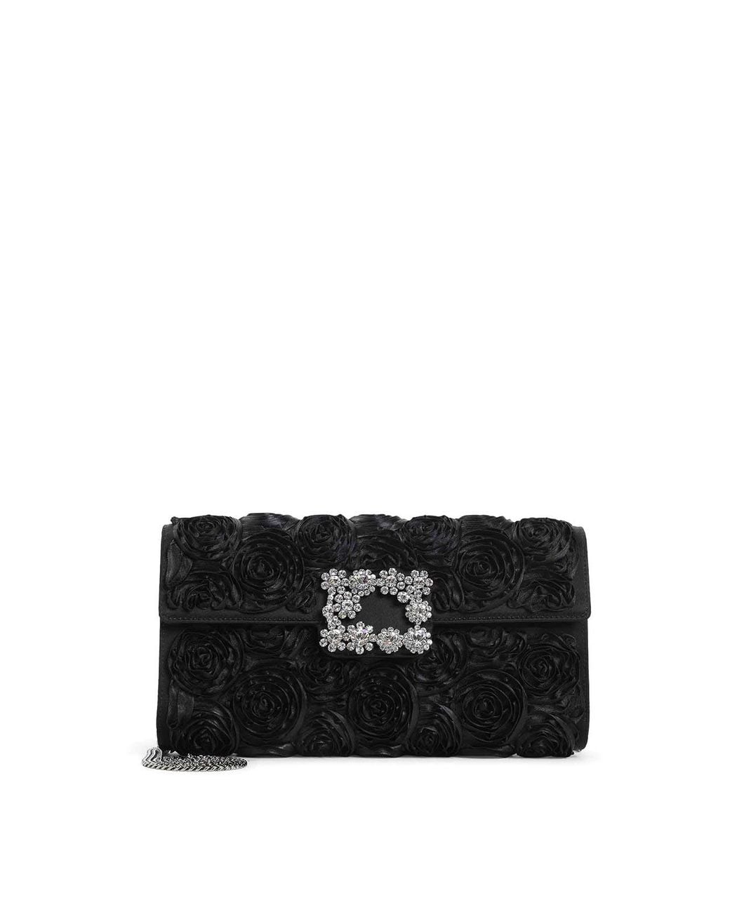 Roger Vivier Black Rose Flower Buckle Shoulder Bag
