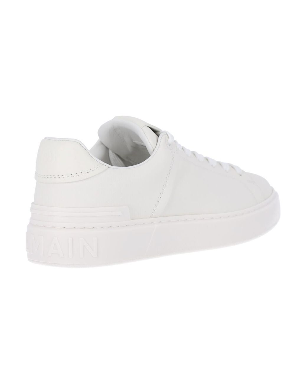 Balmain White Leather Low-Top Sneakers