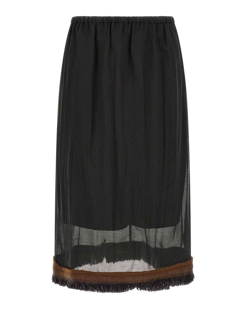 Tela Black Fringed Detail Skirt