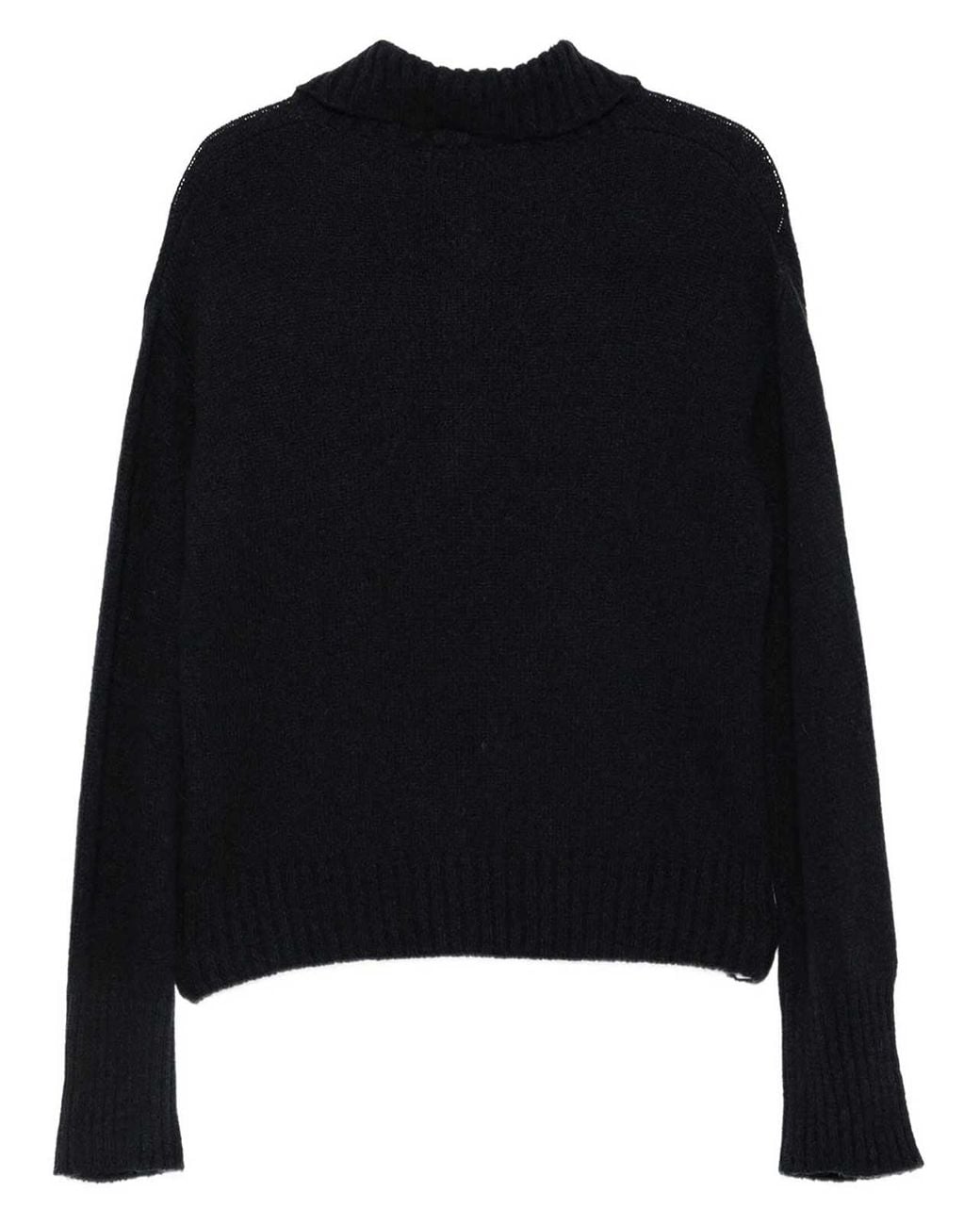 Roberto Collina Black Buttoned Collar Sweater