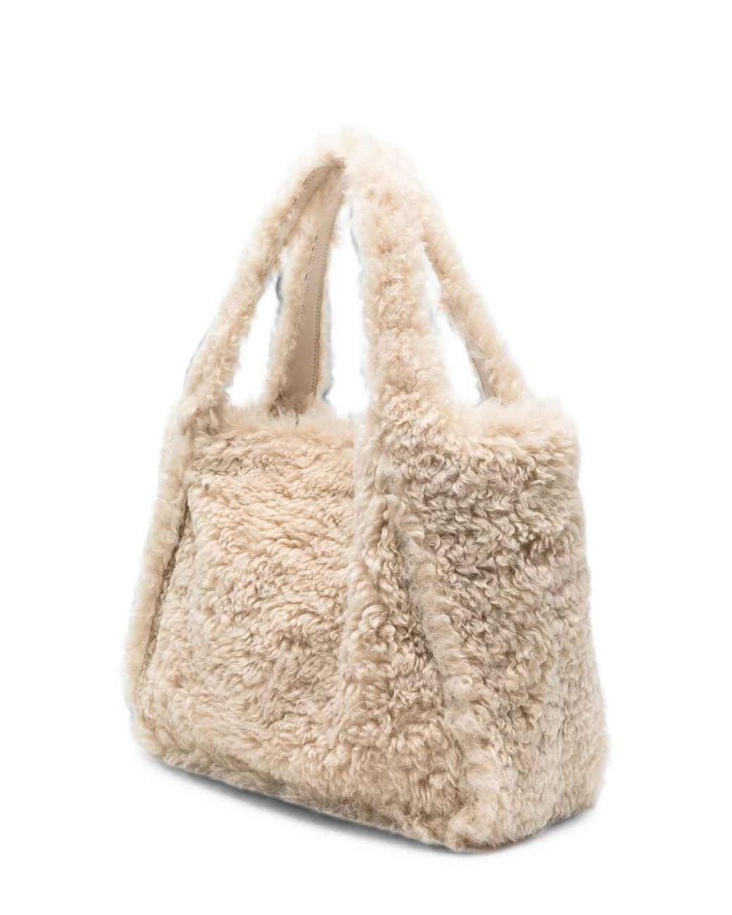 Stella McCartney Natural Stella Logo Shearling Tote