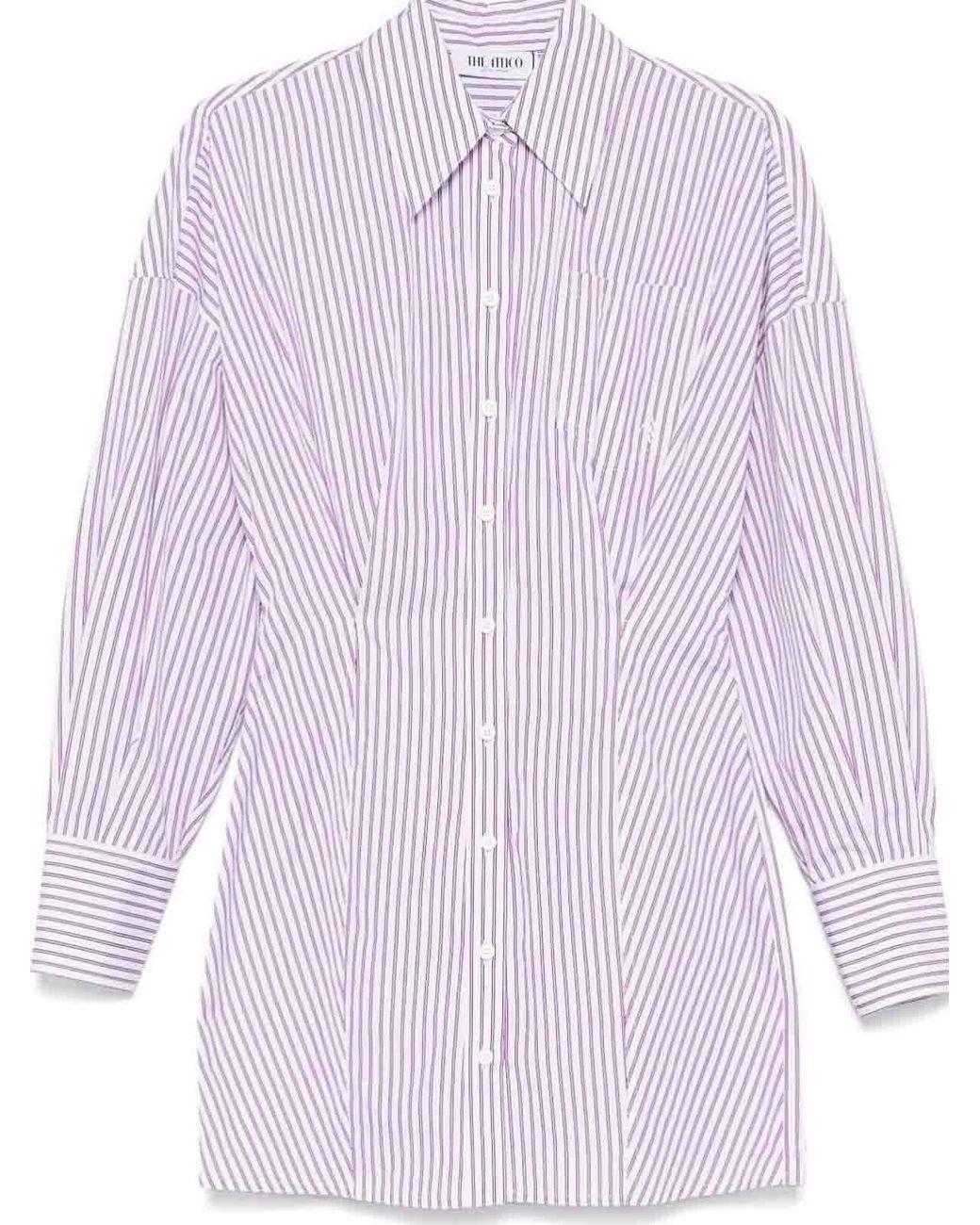The Attico Purple Mini Dress Striped Cotton
