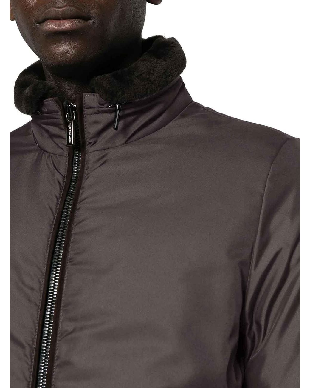Moorer Gray Technical Fabric Bomber Jacket for men