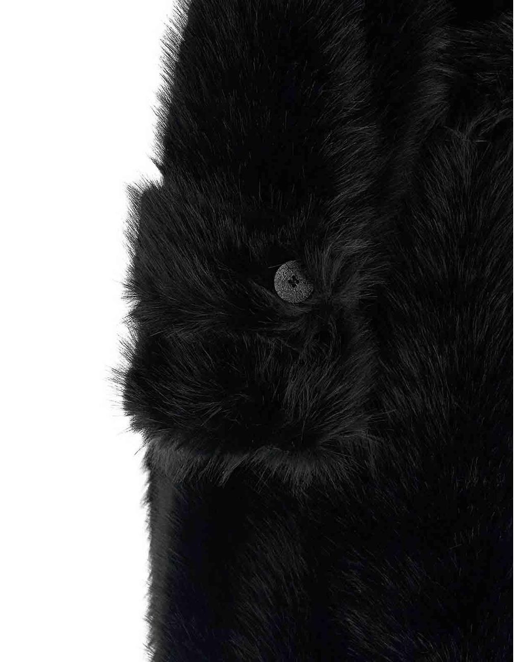 BB COUTURE Black Jackie Eco-Fur Trench Coat